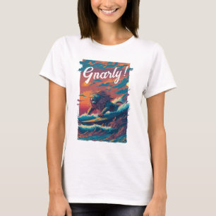 Gnarly! Lion Surfer, Personalized T-Shirt