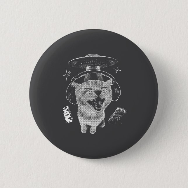 Gnarp Cat Silly Alien Cat Meme Brainrot Funny Meme 2 Inch Round Button (Front)