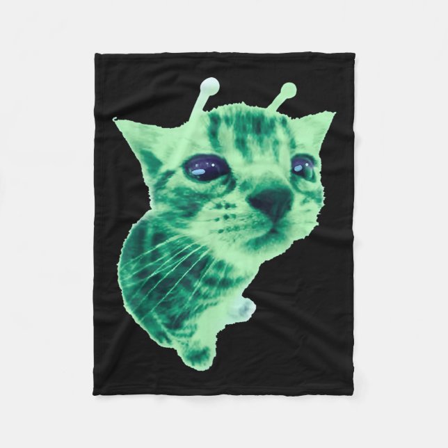 Gnarp Cat Silly Alien Cat Meme Brainrot Meme Funny Fleece Blanket (Front)