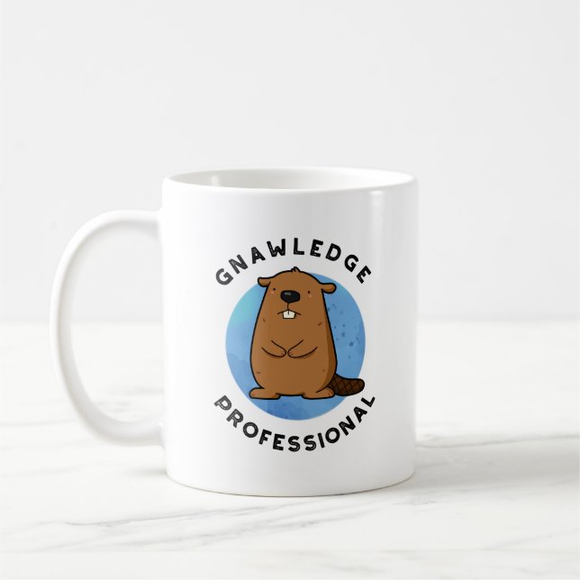 Gnawledge Professional Funny Beaver Pun  Coffee Mug (Left)