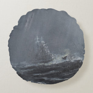 Gneisenau Storm in the North Sea 1940. 2006 Round Pillow