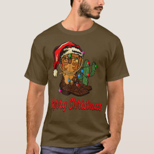gNmM Merry Xmas Christmas Cactus Santa Hat Western T-Shirt