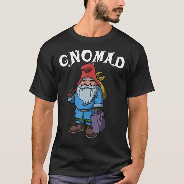 Gnomad Travel Gnome Adventure Vacation Nomad T-Shirt (Front)