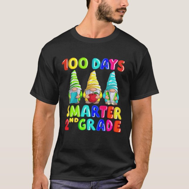 Gnome 100 days smarter 100th day Of School Second  T-Shirt (Front)
