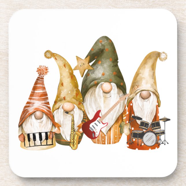 Gnome 4 Piece Band on a  Coaster (Front)