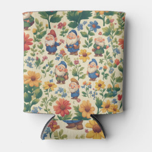 Gnome a flower pattern design can cooler