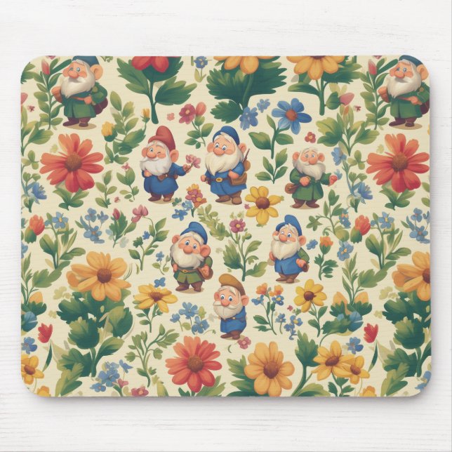 Gnome a flower pattern design mouse pad (Front)