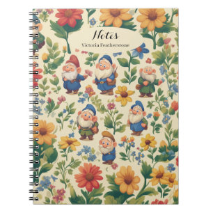 Gnome a flower pattern design notebook