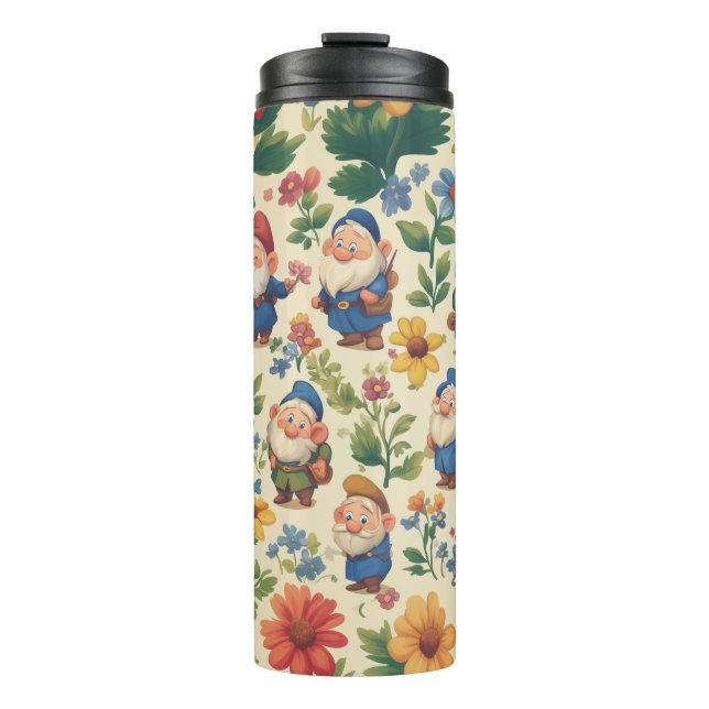 Gnome a flower pattern design thermal tumbler (Front)