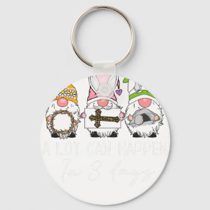 gnome a lot can happen in 3days, retro, vintage keychain