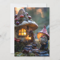 Gnome and a mushroom house, fantasy design