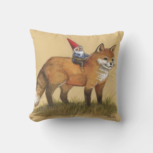 Gnome and Fox Pillow (Front)