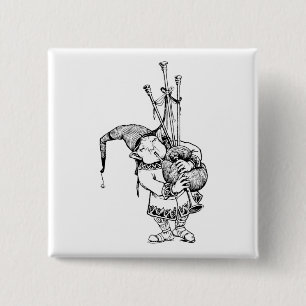 Gnome and His Bagpipes 2 Inch Square Button