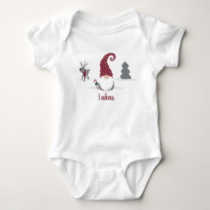 Gnome and reindeer Scandinavian Tomte design Baby Bodysuit