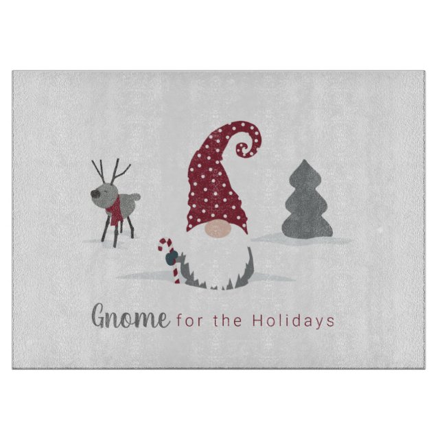 Gnome and Reindeer Scandinavian Tomte design Cutting Board (Front)