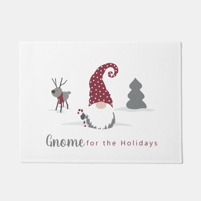 Gnome and Reindeer Scandinavian Tomte design Doormat (Front)