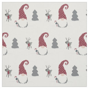 Gnome and Reindeer Scandinavian Tomte design Fabric