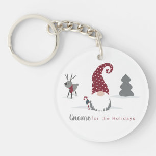 Gnome and reindeer Scandinavian Tomte design Keychain