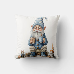 Gnome and winter season throw pillow