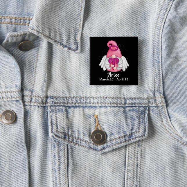 Gnome Aries Astrology Sign Angel Pinback Button (In Situ)