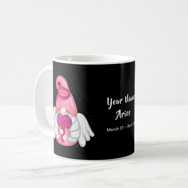 Gnome Aries Astrology Sign Angel Your Name Coffee Mug (Front Left)