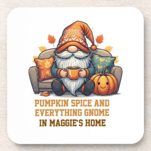 Gnome at home cosy - pumpkin design coaster