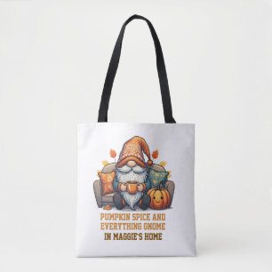 Gnome at home cosy - pumpkin design tote bag