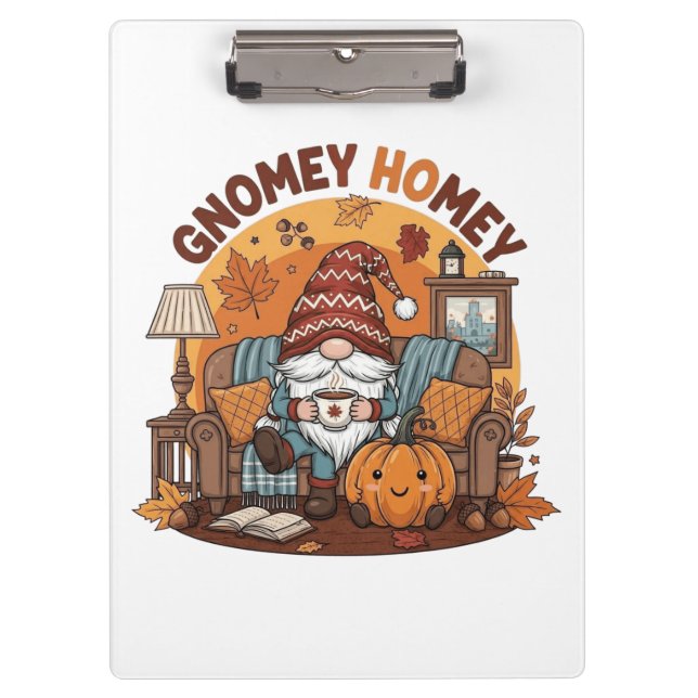 Gnome at home seasonal pumpkin design clipboard (Front)