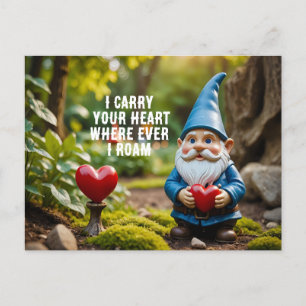 Gnome Avec Carte Postale Heart Valentine