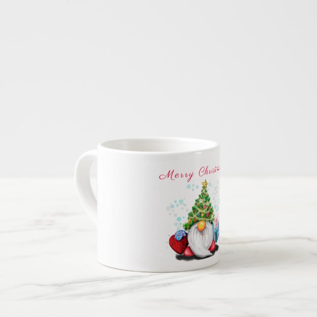 Gnome avec Casquette d'arbre de Noël et Mug cadeau (Devant gauche)