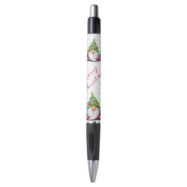 Gnome avec sapin de Noël Casquette et stylo cadeau (Devant (Vertical))