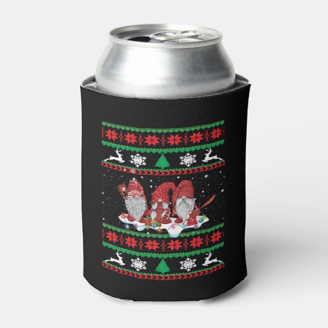 Gnome baseball christmas can cooler (Can Front)