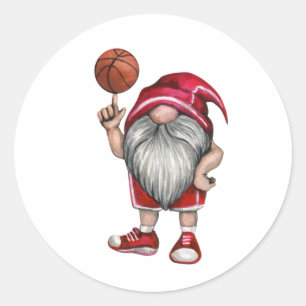 Gnome Basketball Theme Birthday Party Classic Roun Classic Round Sticker