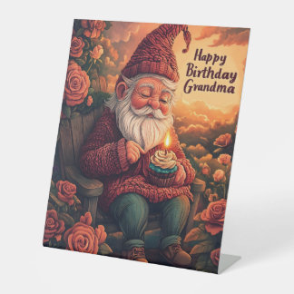 Gnome Birthday Card for Grandma Pedestal Sign