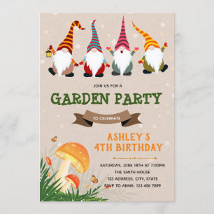 Gnome birthday party invitation