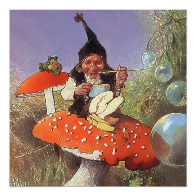 “Gnome Blowing Bubbles” by Heinrich Schlitt Photo Print (Front)