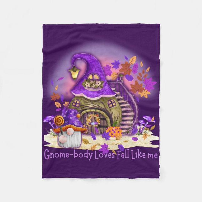 Gnome-body loves fall like mne fleece blanket (Front)
