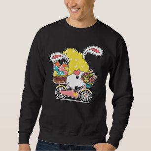 Gnome Bunny Ears Rabbit On Bike Bicycle Cycling Ea Sweatshirt