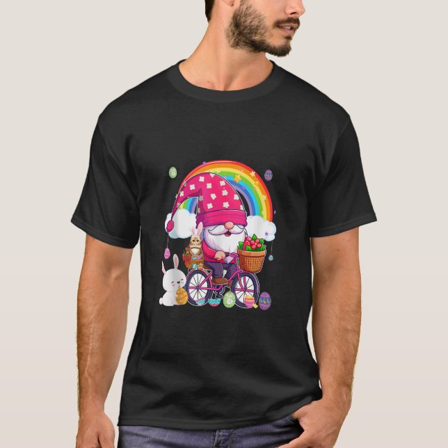 Gnome Bunny Exotic Shorthair Easter Eggs Basket On T-Shirt (Front)
