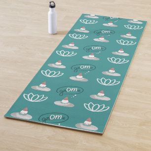 Gnome Buns & Puns "gnOMe" White Lotus Pattern Teal Yoga Mat