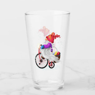 Gnome cadeau en verre de Noël avec vélo et cadeaux