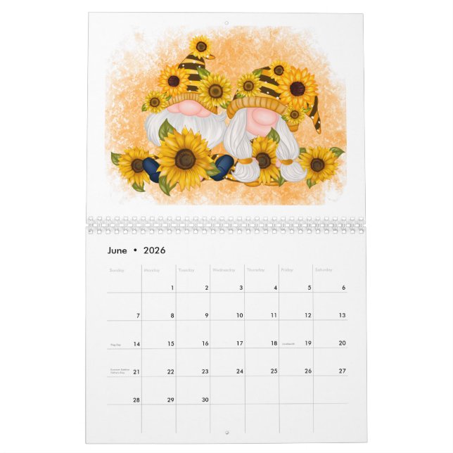 Gnome Calendar Cute Whimsical Adorable Any Year (Jun 2026)
