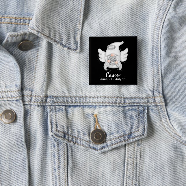 Gnome Cancer Astrology Sign Angel Pinback Button (In Situ)