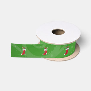 Gnome Candy Canes in Christmas Stocking Swirls Satin Ribbon
