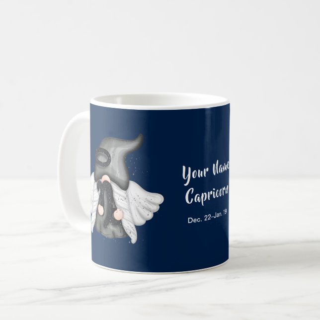 Gnome Capricorn Astrology Sign Angel Your Name Coffee Mug (Front Left)