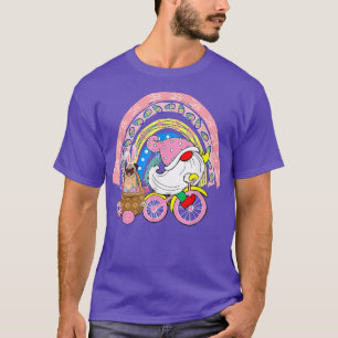 Gnome Carrying Bunny Pug On Bicycle Easter Eggs Ra T-Shirt