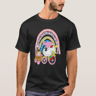 Gnome Carrying Bunny Pug On Bicycle Easter Eggs Ra T-Shirt