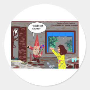 Gnome Cartoon Funny Gifts Tees Mugs Cards Etc Classic Round Sticker