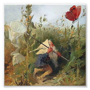 “Gnome Catching Butterflies” by Heinrich Schlitt Photo Print
