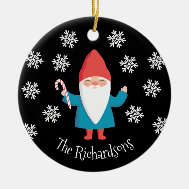 Gnome Christmas  Ceramic Ornament (Front)